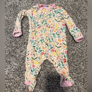 Magnetic Me Floral Footed One-Piece in Pink, Yellow & Green